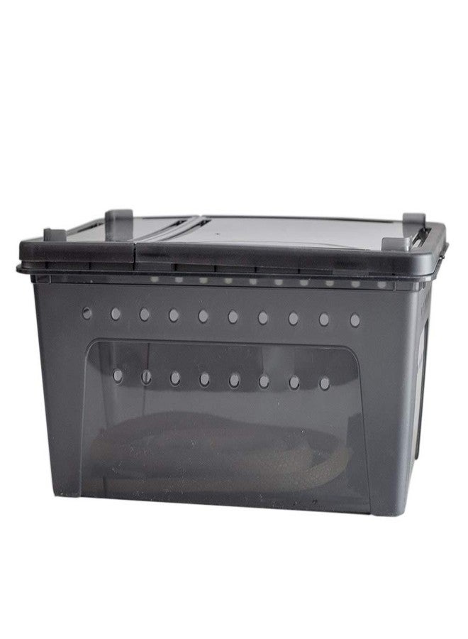 OMEM Portable Reptile Terrarium Habitat for Mini Pet Houses Breathable Holes Stackable Container (Black-L) - Image 4